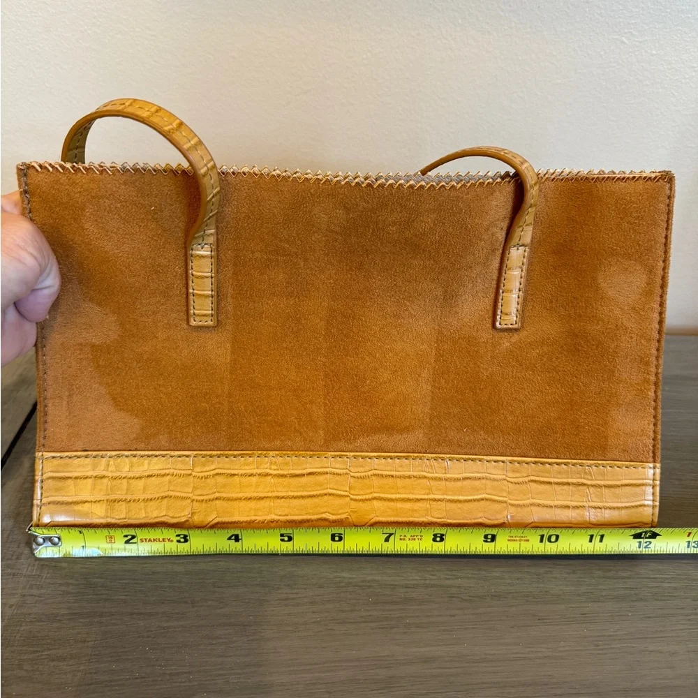 Tan Suede‎ & Leather 3-Compartment Handbag